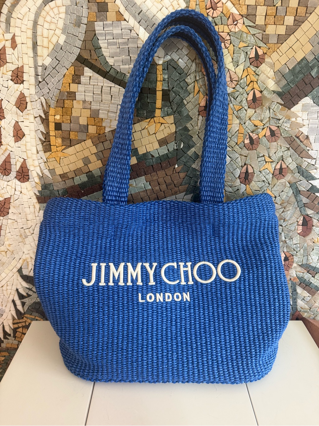 Jimmy Choo Royal Blue Woven Tote
